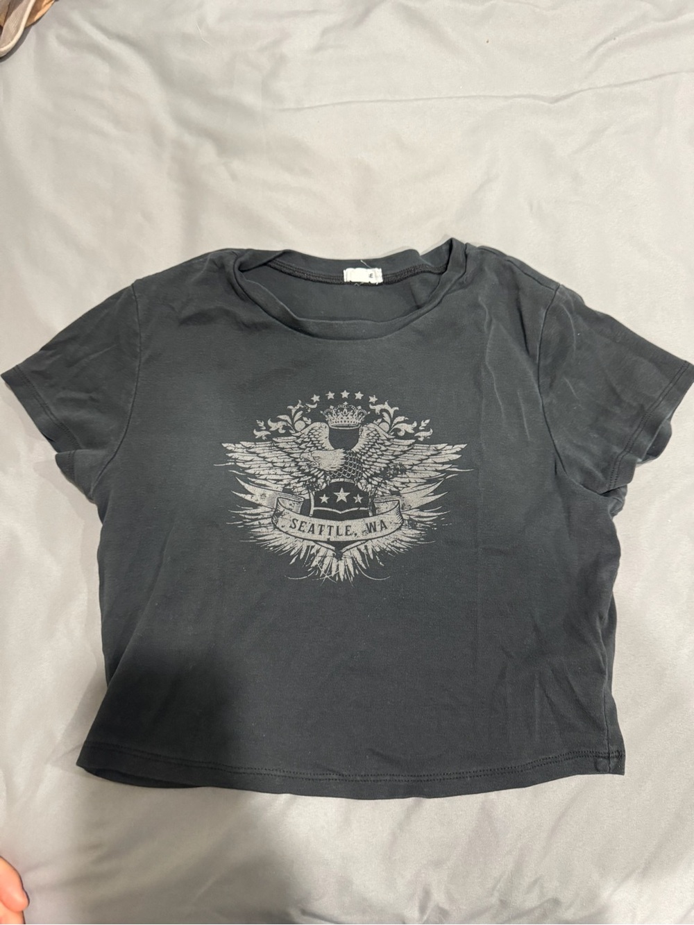 Garage Black Tee with Silver Seattle Crest
